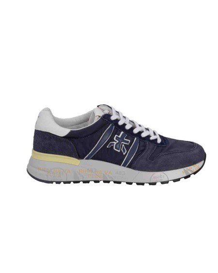 Shop PREMIATA  Shoes: Premiata Lander sneakers in suede calfskin and nylon.
Sole height 3.5 cm.
PREMIATA logo.
Lightweight sole in color contrasts.
Composition: 55% calf leather 45% polyamide.
Sole composition: 65% EVA 30% rubber 5% TPU.
Made in Vietnam.. LANDER -6634